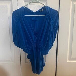 Express Royal Blue Draped Blouse